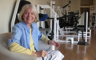 Elderly woman about to start exercising